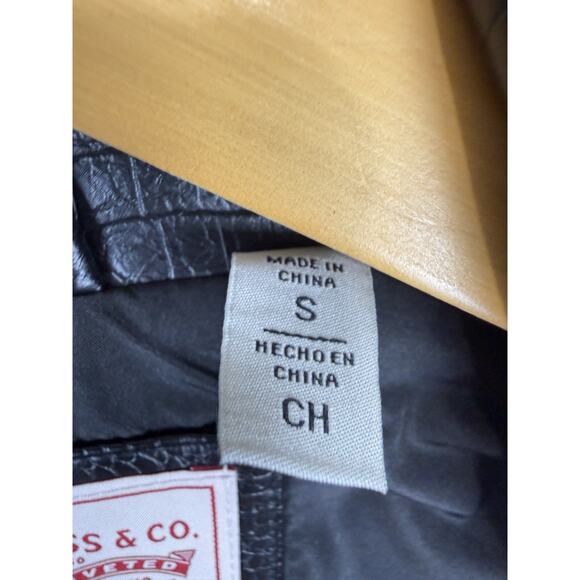 Levi’s Women’s Faux Leather Biker Jacket Small Black Crocodile Retro - Picture 13 of 14